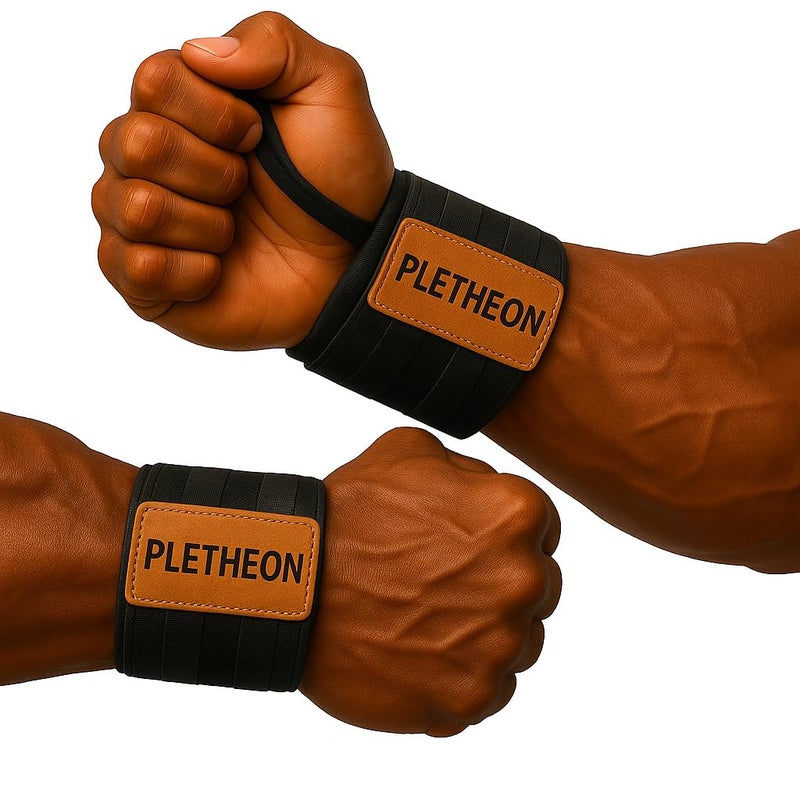 PLETHEON حزام دعم المعصم للجيم، التمارين ورفع الأثقال | حزام معصم قابل للتعديل للرجال والنساء | تخفيف الألم وثبات المعصم لللياقة البدنية والرياضة (أسود) - Image 1