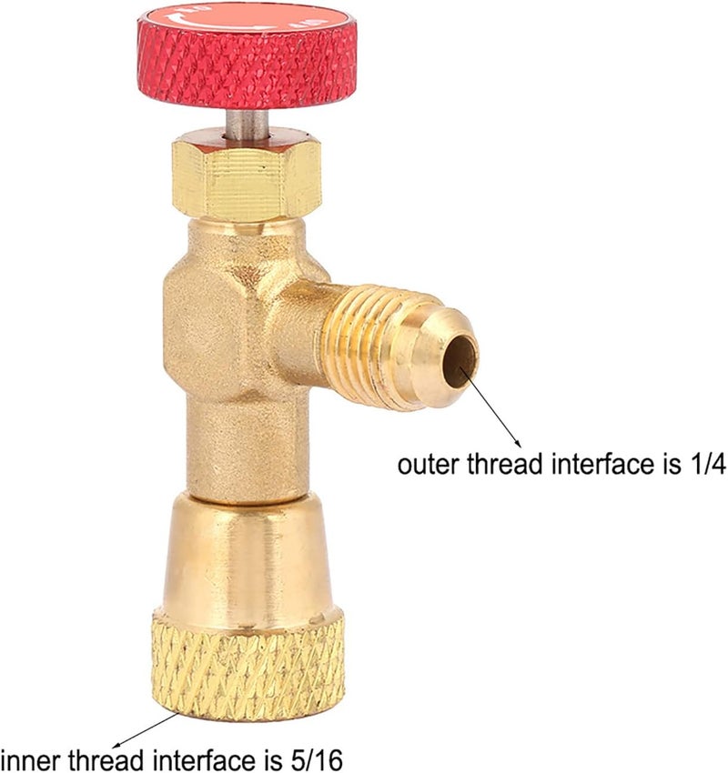 Akozon Refrigerant Load Valve, 1/4''-5/16'' R410A Brass Flow Control Valve Air Conditioner Tap 1/4 Refrigerant Safety Valve - Image 4