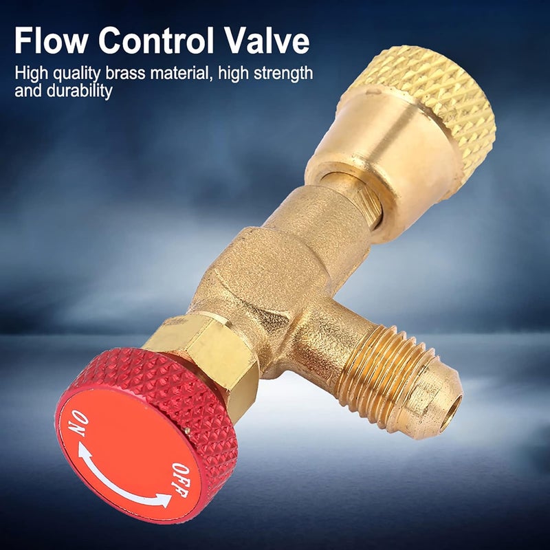 Akozon Refrigerant Load Valve, 1/4''-5/16'' R410A Brass Flow Control Valve Air Conditioner Tap 1/4 Refrigerant Safety Valve - Image 5