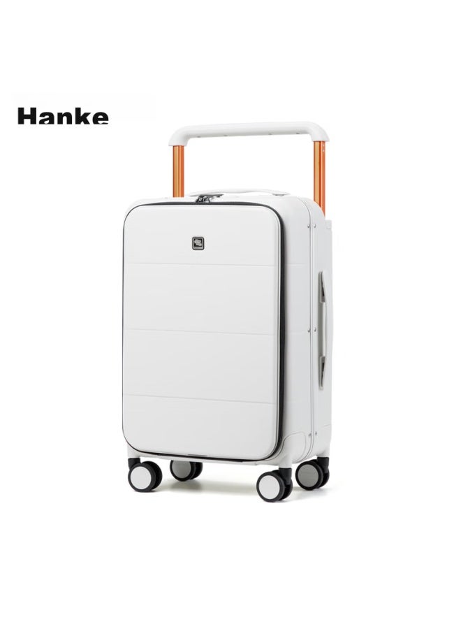 Hanke حقيبة سفر بعجلات واسعة، هيكل ألومنيوم، أمتعة تفتح من الأمام للرجال والنساء، 20 بوصة، دخان أبيض، حمل على، قفل بكلمة سر - Image 5