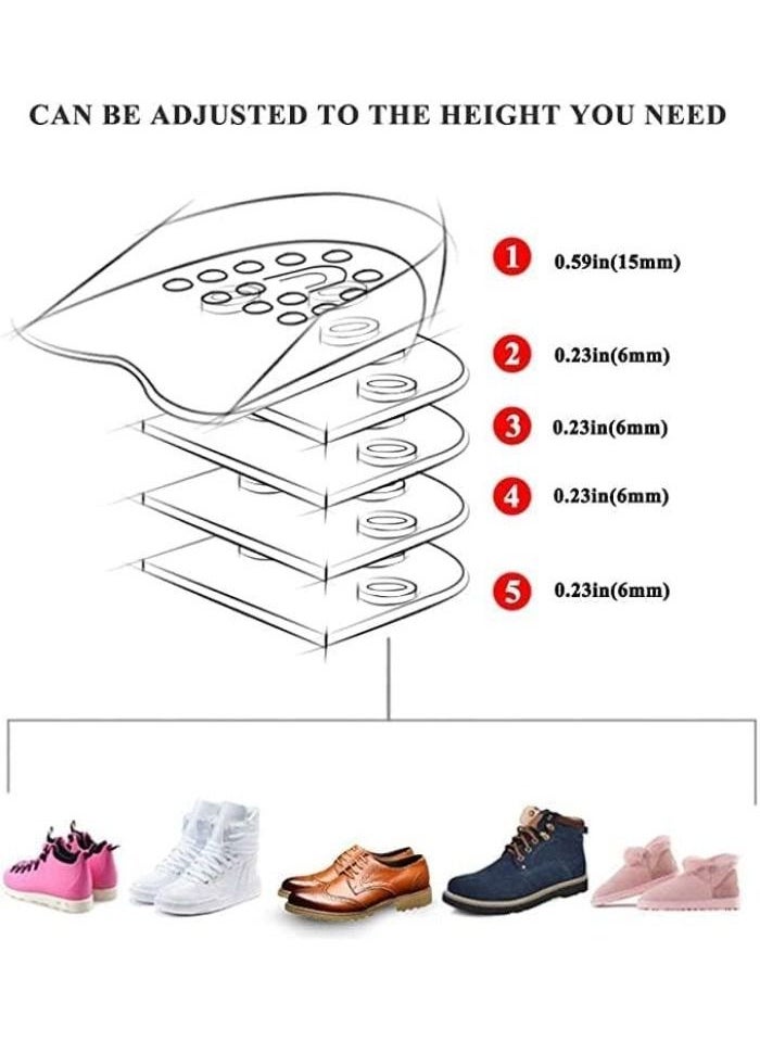 Generic - 5 Layer Adjustable Heel Height Increase Silicone Gel Heel Insoles for Different Calf Length - Men and Women - Adjustable - Clear Invisible - 1 Pair - Image 1