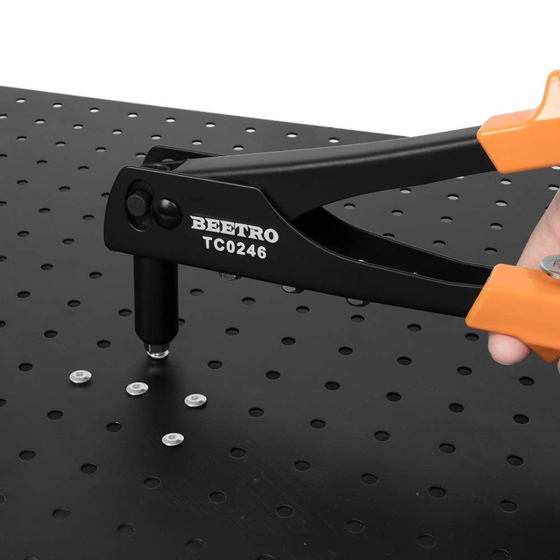 BEETRO Heavy Duty Hand Riveter, Rivet Gun, 3/32"-1/8"-5/32"-3/16", 4 Nosepieces Set Includes 100pcs Rivets, Durable and Suitable for Metal, Plastic and Leather - Image 5