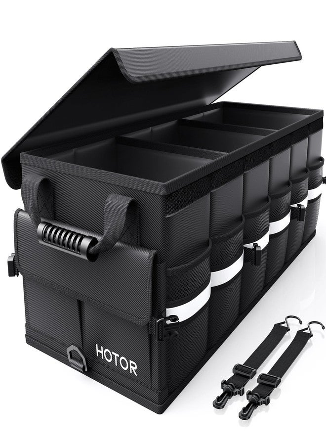 HOTOR Car Trunk Organizer - Foldable Trunk Organizer for SUV, Car Storage with Reflective Strips & Securing Cover, Large Capacity Car Accessories for Truck, Van & Sedan, Black, 33.1" x 12.6" x 11.0" - Image 1