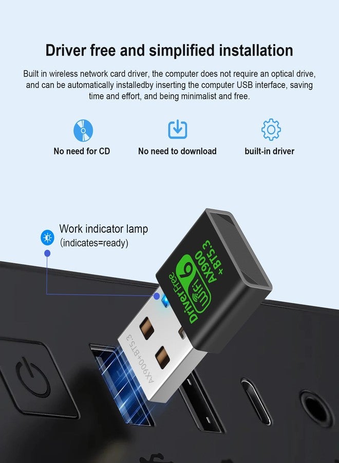 DragoBud AX900Mbps WiFi 6 and Bluetooth 5.3 Combo Adapter Dual Band 5/2.4Ghz Wireless Network External USB Wi-Fi Receiver for Laptop/PC/Desktop 4dBi Antenna Compatible with Windows 10/11 - Image 3