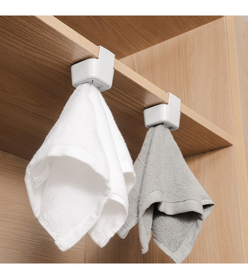 2 Pcs Heavy Duty No Drill Adhesive Towel Hooks for Kitchen Bathroom Cabinet Door White - Image 4