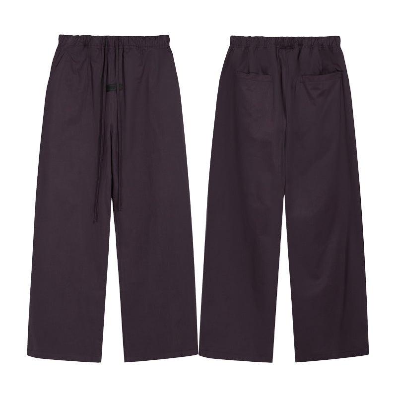 High street double line ESSENTIALS FOG solid color woven straight mens loose casual drawstring trousers thin fashion Haze Blue  - Image 2