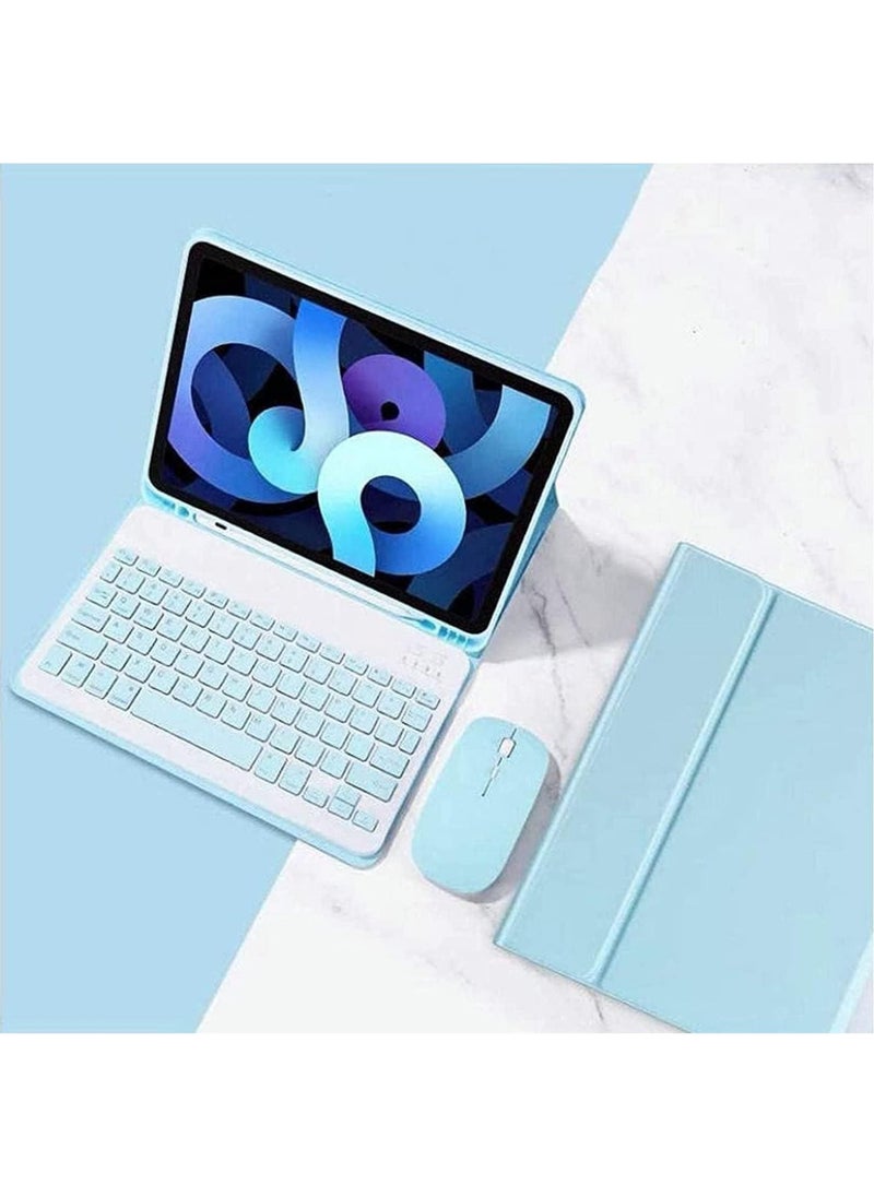 ماركة غير محددة حافظة لوحة مفاتيح باللغتين العربية والإنجليزية لجهاز iPad الجيل العاشر (2022، 10.9 بوصة) / iPad الجيل الحادي عشر (2025، 11 بوصة)، حامل لوحة مفاتيح لاسلكية قابلة للفصل مع حامل قلم، غطاء ذكي رفيع من الجلد مع ماوس  - Image 1