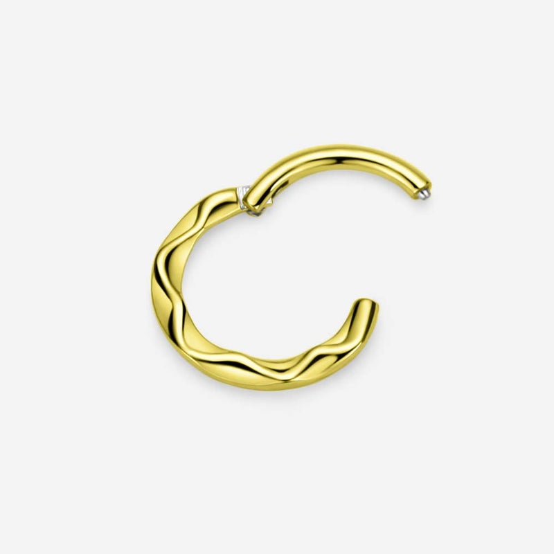 FANSING 316L Surgical Steel Wavy Hinged Cartilage Earring Hoop Piercing Earrings for Women Daith Helix Tragus 16 Gauge Septum Jewelry 8mm Nose Rings Septum Clicker 18k Gold-plated - Image 5