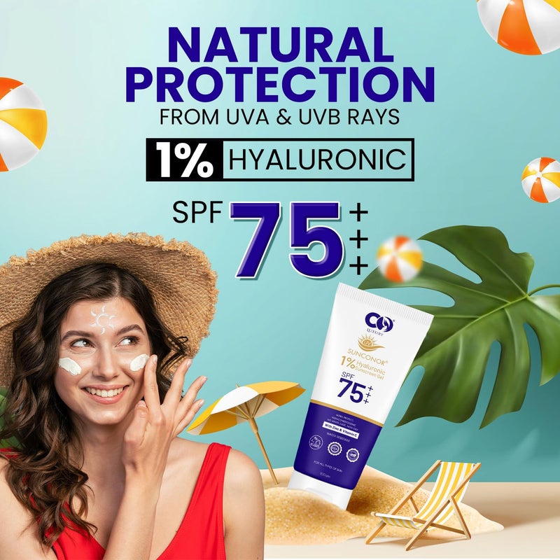 CO Luxury SPF 75 Sunscreen  PA Broad Spectrum Sunblock with Hyaluronic Acid Zinc  Vitamin C 1 - Image 2