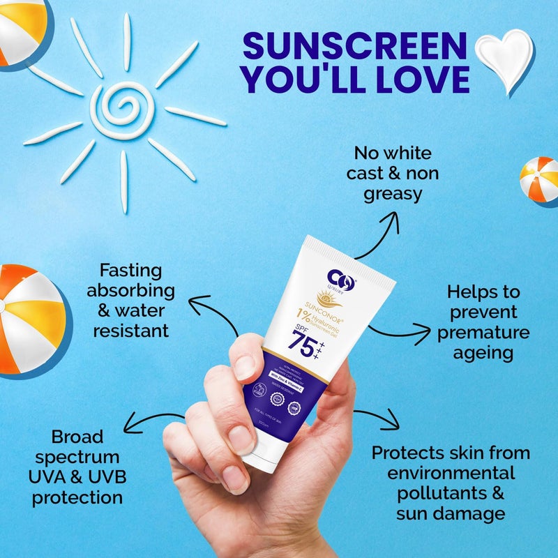 CO Luxury SPF 75 Sunscreen  PA Broad Spectrum Sunblock with Hyaluronic Acid Zinc  Vitamin C 1 - Image 3