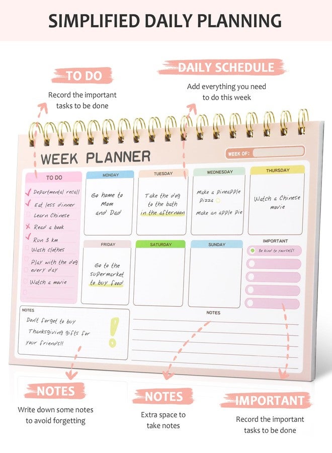 GAUENEEN Weekly To Do List Notepad with 52 Undated Tear Off Sheets（6.5"×9.5"), Desk Notepad with Multiple Sections, Planning Notepad Calendars for Student Office and Homes - Image 3