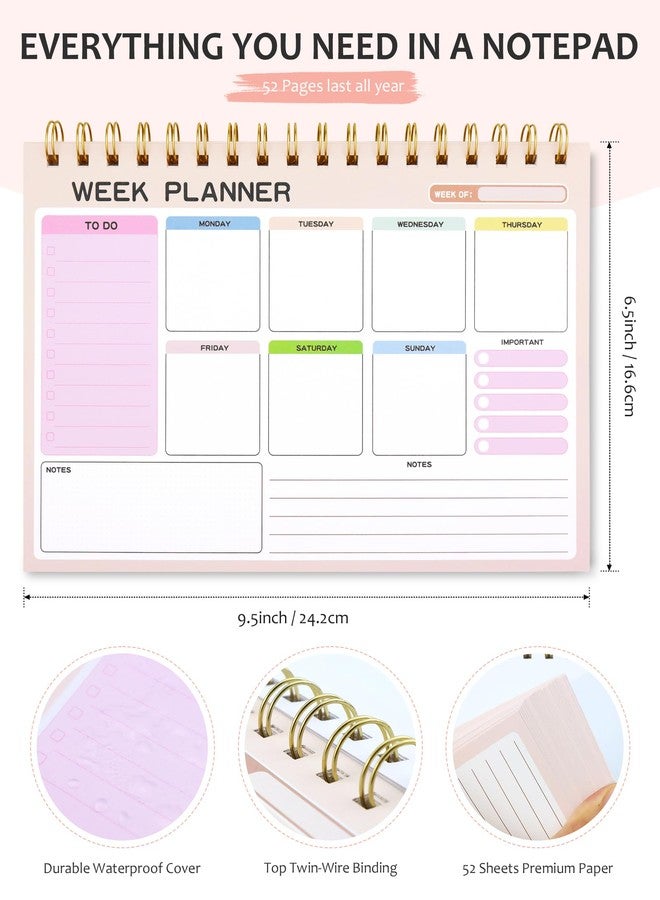 GAUENEEN Weekly To Do List Notepad with 52 Undated Tear Off Sheets（6.5"×9.5"), Desk Notepad with Multiple Sections, Planning Notepad Calendars for Student Office and Homes - Image 2