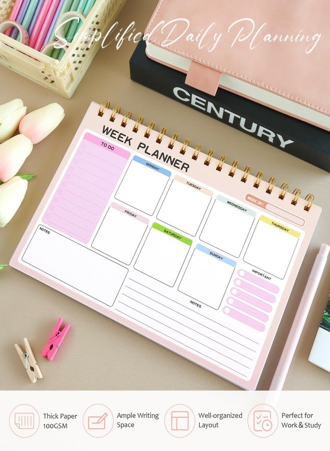 GAUENEEN Weekly To Do List Notepad with 52 Undated Tear Off Sheets（6.5"×9.5"), Desk Notepad with Multiple Sections, Planning Notepad Calendars for Student Office and Homes - Image 5