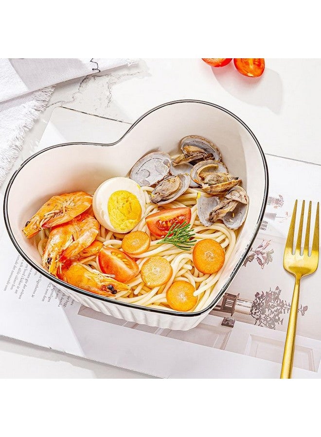 OLWICK® Heart Shaped Ceramic Bowls, Set of 5, Microwave Safe Soup, Rice, Noodle, & Fruit Bowls, Perfect for Home & Restaurant Use - Image 5