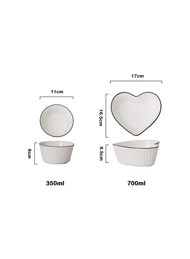 OLWICK® Heart Shaped Ceramic Bowls, Set of 5, Microwave Safe Soup, Rice, Noodle, & Fruit Bowls, Perfect for Home & Restaurant Use - Image 4