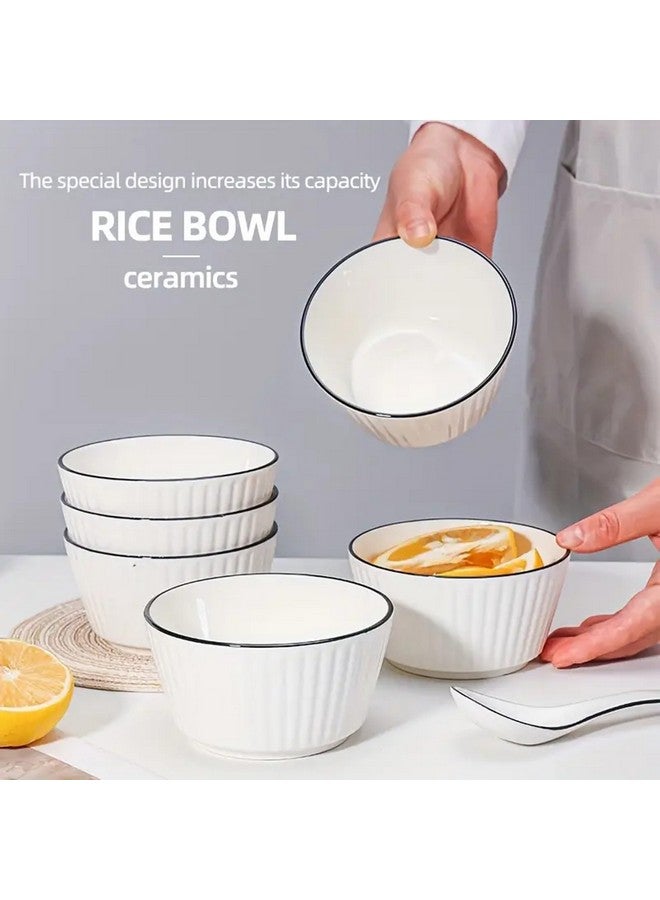 OLWICK® Heart Shaped Ceramic Bowls, Set of 5, Microwave Safe Soup, Rice, Noodle, & Fruit Bowls, Perfect for Home & Restaurant Use - Image 3