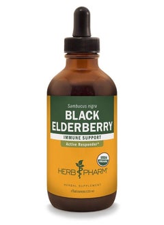 HERB PHARM Certified Organic Black Elderberry Liquid Extract for Immune System Support, Organic Cane Alcohol, 4 Ounce  - Image 1