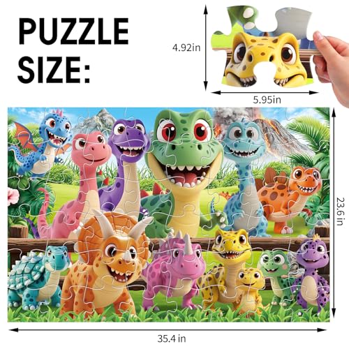IFLOVE Jumbo Floor Puzzle for Kids Ages 4648 Piece Cartoon Dinosaur Large Jigsaw PuzzlesLearning Toys for Toddlers Ages 35Children Homeschool Educational Easter Gift for Boy Girl Ages 48 - Image 5