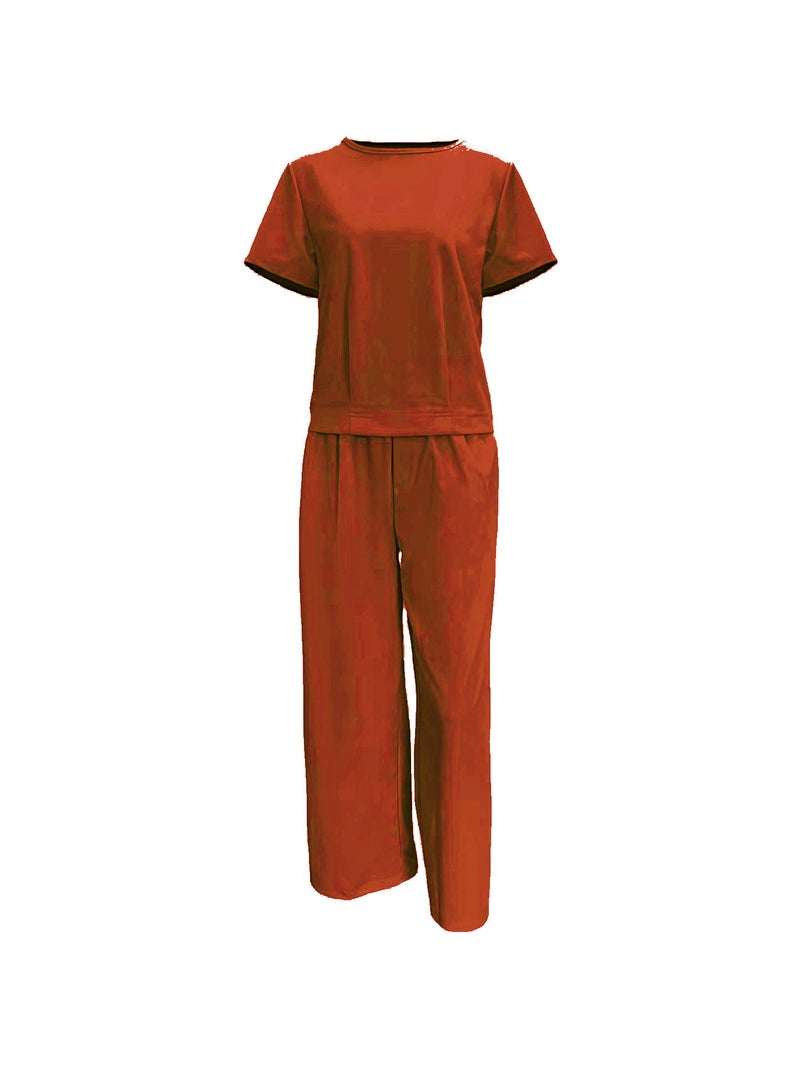 2023 Southeast Asia Pure Color Short-Sleeved Suit Elegant Work Clothing Two-Piece Set For Women Export Simple Style - Image 1