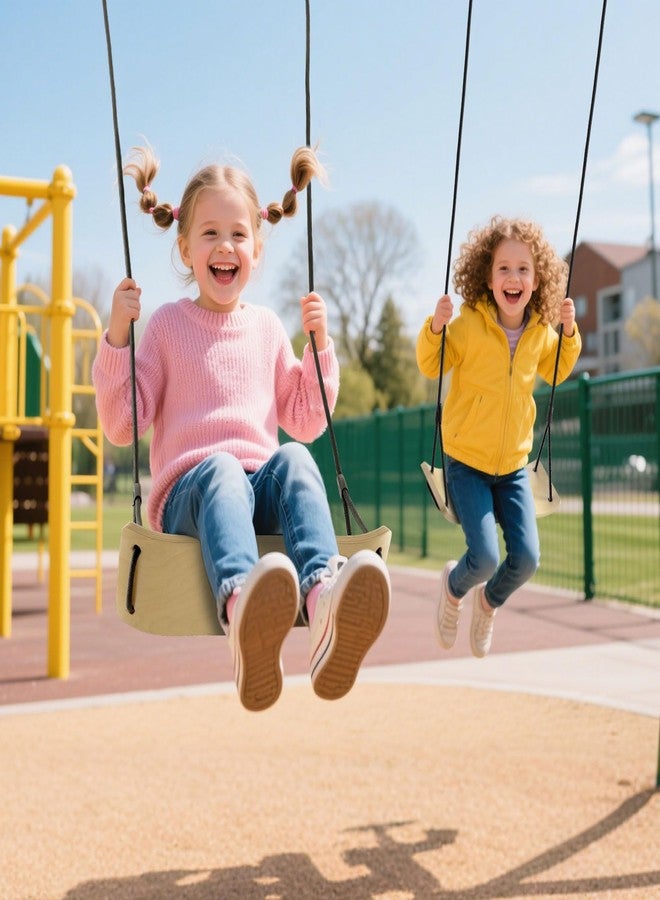 PELLOR Wooden Swing Seat, 20.8"x7.8"x0.6" Tree Swing for Adults & Kids, Adjustable Nylon Rope 59-86 inch with 330 lbs Load for Outdoor and Indoor - Image 2