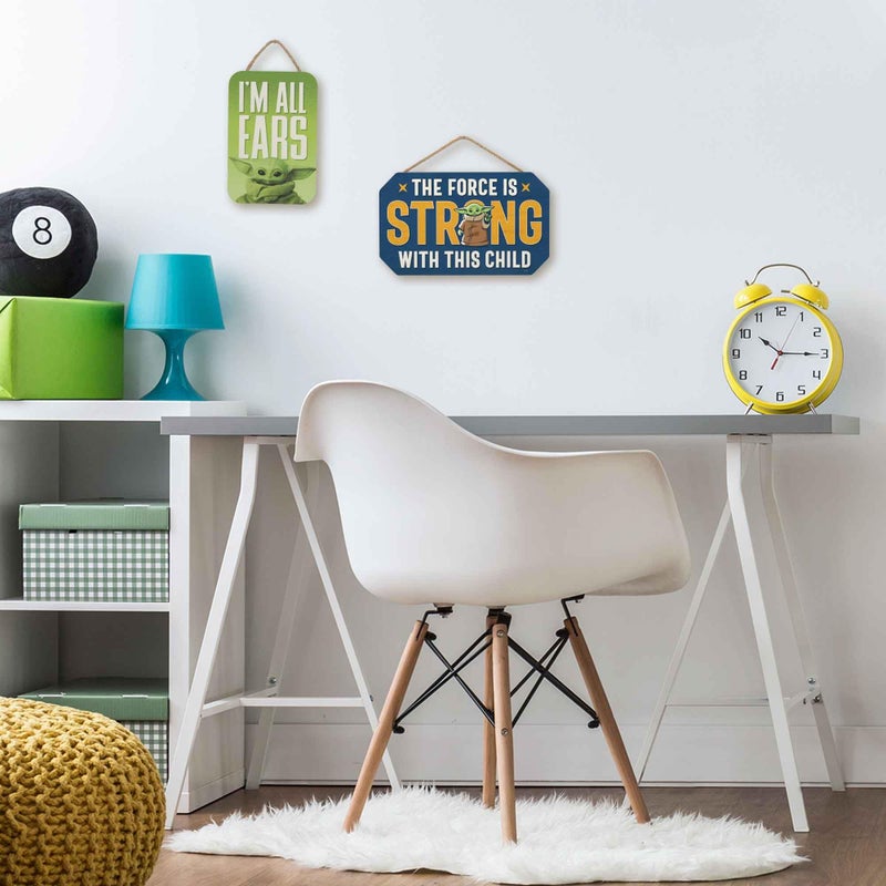 Open Road Brands Disney Star Wars: The Mandalorian Baby Yoda Sign - Cute Grogu I'm All Ears Hanging Wood Wall Decor for Bedroom or Office - Image 5