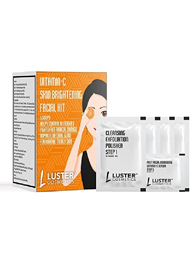 LUSTER Cosmetics Vitamin C Facial Kit | Control Blemishes | Made With Lemon & Licorice Extracts | Single Use Mini Facial Kit | For Skin Brightening | For Women & Men | Paraben & Sulfate Free (45g) - Image 1