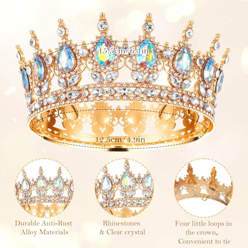 XFSAFDM Crown For Women Queen Princess Tiaras Crystal Tiara Full Round Rhinestone Tiara Bridal Queen Crown Crystal Headband Present For Women Birthday Cake Decoration Wedding Hair Accessories - Image 2