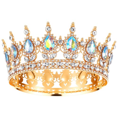 XFSAFDM Crown For Women Queen Princess Tiaras Crystal Tiara Full Round Rhinestone Tiara Bridal Queen Crown Crystal Headband Present For Women Birthday Cake Decoration Wedding Hair Accessories - Image 1