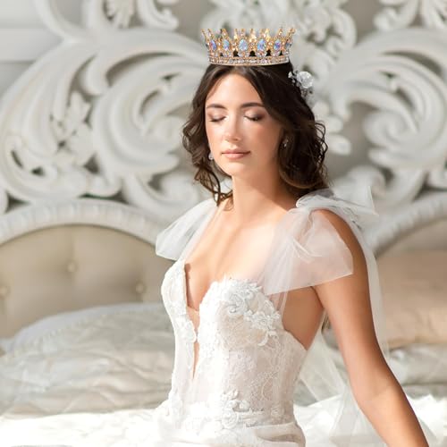 XFSAFDM Crown For Women Queen Princess Tiaras Crystal Tiara Full Round Rhinestone Tiara Bridal Queen Crown Crystal Headband Present For Women Birthday Cake Decoration Wedding Hair Accessories - Image 5
