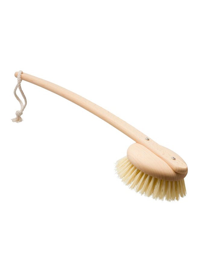 Redecker 100% Made in Germany Round Tampico Fiber Bath Brush with Extra-Long Oiled Beechwood Handle, 18-1/2-Inches