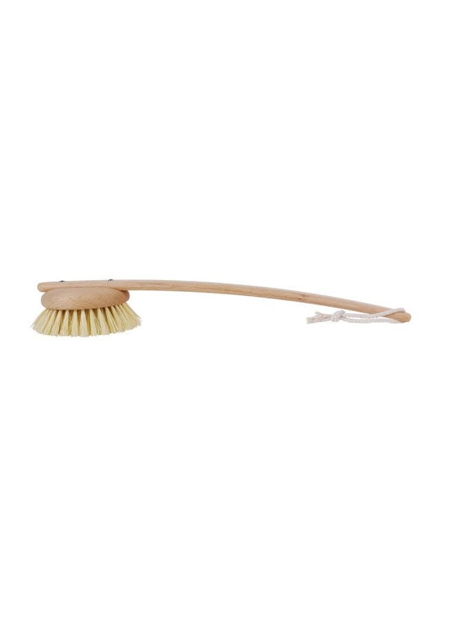 Redecker 100% Made in Germany Round Tampico Fiber Bath Brush with Extra-Long Oiled Beechwood Handle, 18-1/2-Inches