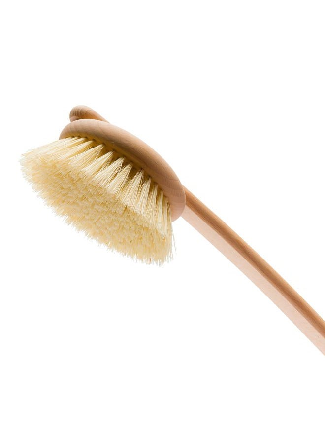 Redecker 100% Made in Germany Round Tampico Fiber Bath Brush with Extra-Long Oiled Beechwood Handle, 18-1/2-Inches