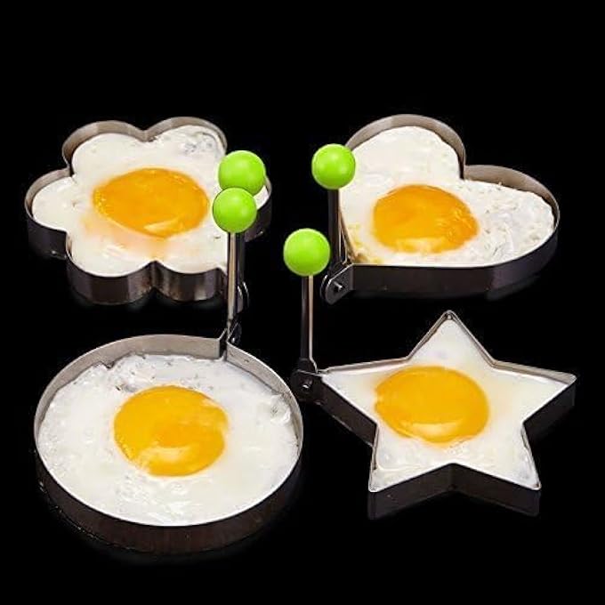 FDTY مطبخ من الفولاذ المقاوم للصدأ بعفن البيض المقلي، قالب فطائر القلب، حلقة العفن، الطبخ، تشكيل البيض المقلي، مجموعة من 4 - Image 2
