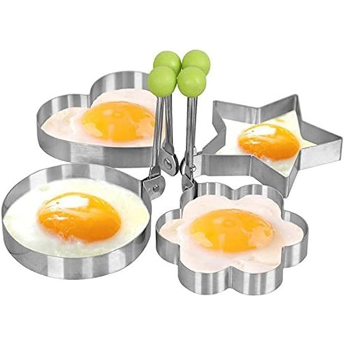 FDTY مطبخ من الفولاذ المقاوم للصدأ بعفن البيض المقلي، قالب فطائر القلب، حلقة العفن، الطبخ، تشكيل البيض المقلي، مجموعة من 4 - Image 1