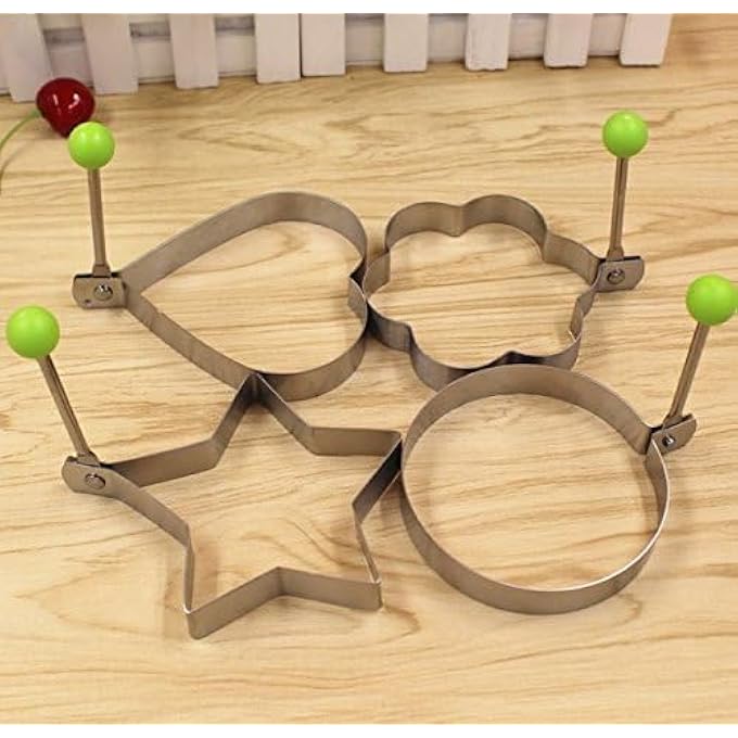 FDTY مطبخ من الفولاذ المقاوم للصدأ بعفن البيض المقلي، قالب فطائر القلب، حلقة العفن، الطبخ، تشكيل البيض المقلي، مجموعة من 4 - Image 5