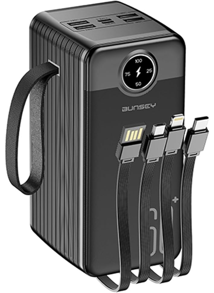 بونسي باور بنك Bunsey BP47 بسعة 30,000mAh – شاحن محمول بالطاقة الشمسية مع بطارية عالية الجودة، مدخل USB-C/V8 بقدرة 2.1A و4 مخارج USB-A بقدرة 2.4A - Image 1