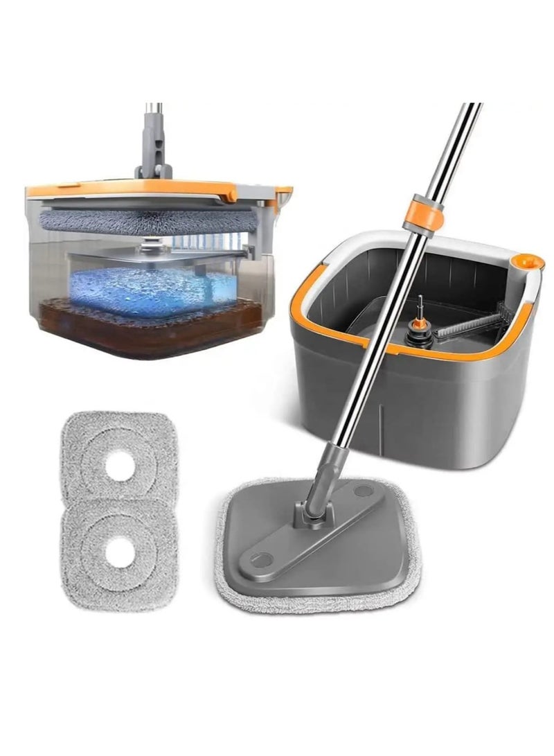 بي كير  ممسحة دوارة، ممسحة دوارة ذاتية الغسل، ممسحة قابلة للدوران بزاوية 360 درجة قابلة للتعديل لتنظيف أرضيات المنزل، مستلزمات التنظيف المنزلية - Image 1