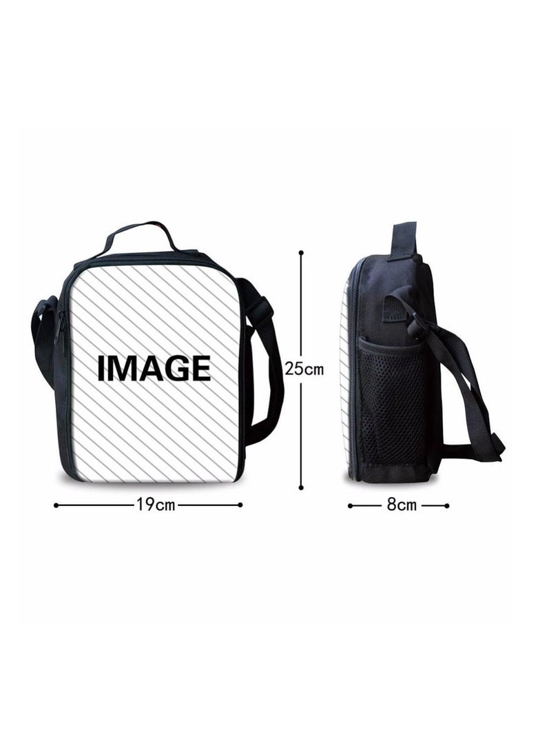 3-Piece  3D Print Insulated Lunch Backpack School Bag Set  Multicolour - Image 4