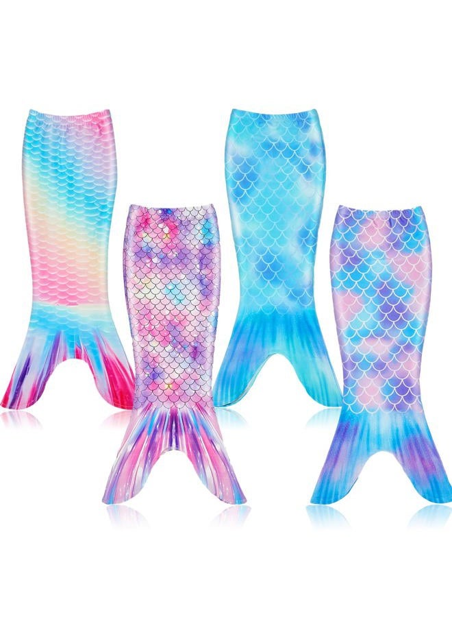 Toulite 4 Pcs Mermaid Tail for Party Favor Mermaid Tails for Girls Dress up for Party Gifts, Cute Color, Size 4 - Image 1