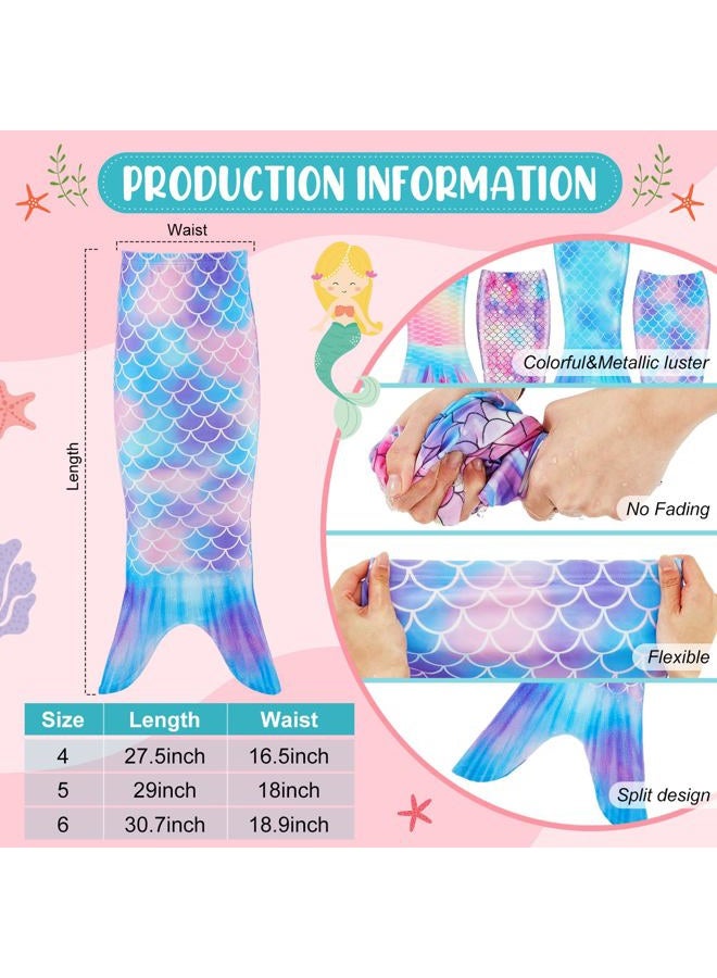Toulite 4 Pcs Mermaid Tail for Party Favor Mermaid Tails for Girls Dress up for Party Gifts, Cute Color, Size 4 - Image 3