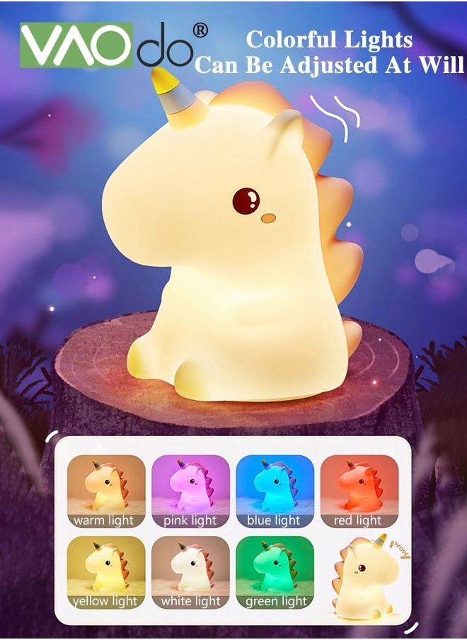 VAOdo - Led Unicorn Night Light With Remote Control 7 Color Light Silicone Light 1200 Mah Battery Stepless Dimming Usb Charging Home Decoration Bedside Lamp Suitable For Children's Room Bedroom Living Room - Image 1
