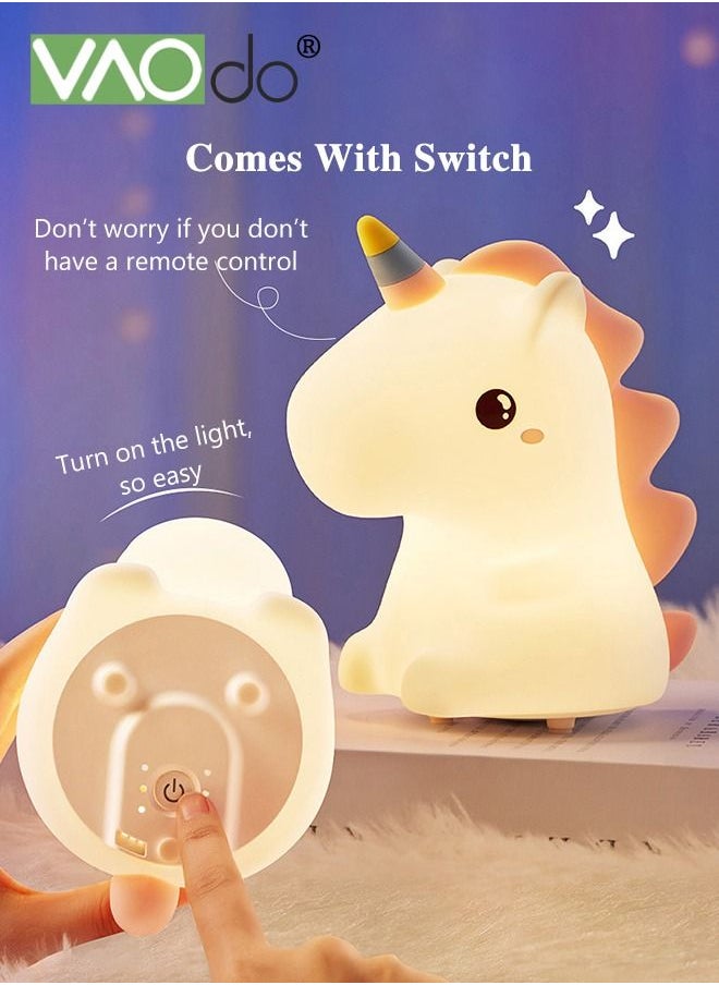 VAOdo - Led Unicorn Night Light With Remote Control 7 Color Light Silicone Light 1200 Mah Battery Stepless Dimming Usb Charging Home Decoration Bedside Lamp Suitable For Children's Room Bedroom Living Room - Image 1
