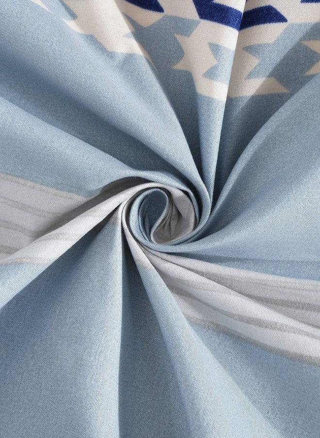 Arrabi Blue Geometric Polycotton 300 TC Fitted King Fine Bedsheet with 2 Pillow Covers - Image 5