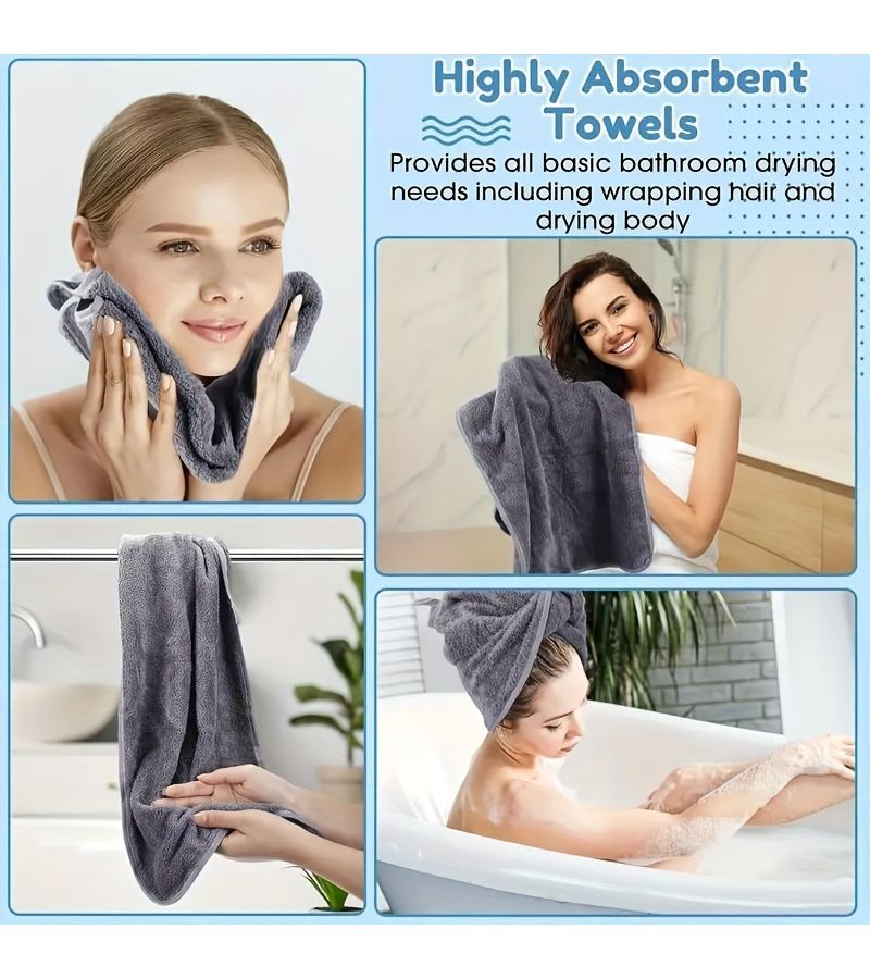 Premium Gray 6 Piece Quick Dry Absorbent Towel Set For Hair Bathroom Home Gym Hotel Spa - Image 4