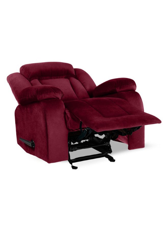 REGAL IN HOUSE - Velvet Upholstered Rocking Recliner Chair With Bed Mode - Burgundy - 90x100x80cm - Image 1
