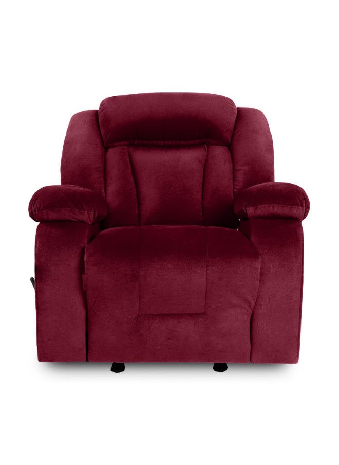 REGAL IN HOUSE - Velvet Upholstered Rocking Recliner Chair With Bed Mode - Burgundy - 90x100x80cm - Image 1