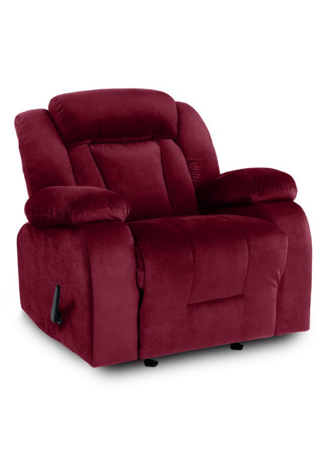 REGAL IN HOUSE - Velvet Upholstered Rocking Recliner Chair With Bed Mode - Burgundy - 90x100x80cm - Image 1