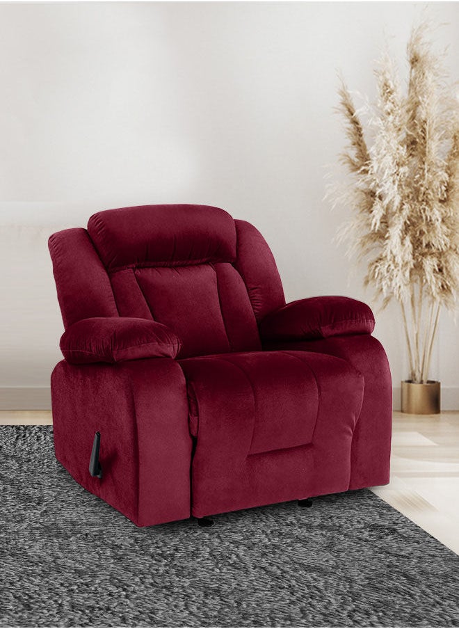 REGAL IN HOUSE - Velvet Upholstered Rocking Recliner Chair With Bed Mode - Burgundy - 90x100x80cm - Image 1