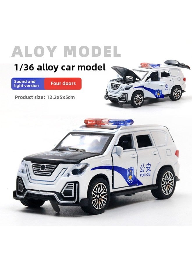 (With Sound And Light) Color Boxed Simulation Off-road Alloy Sports Car Model Children's Toys Car Boy Gift Wholesale-Color:Window Box-sound And Light Version Painted Police Car White - Image 1