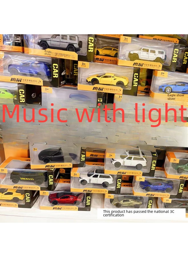 (With Sound And Light) Color Boxed Simulation Off-road Alloy Sports Car Model Children's Toys Car Boy Gift Wholesale-Color:Window Box-sound And Light Version Painted Police Car White - Image 2
